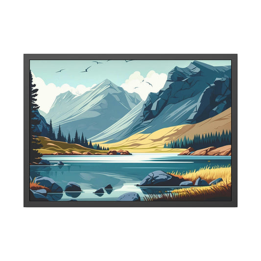 Lakeside Beauty: Wall Art of a Stunning Lake Landscape on Natural Canvas & Poster