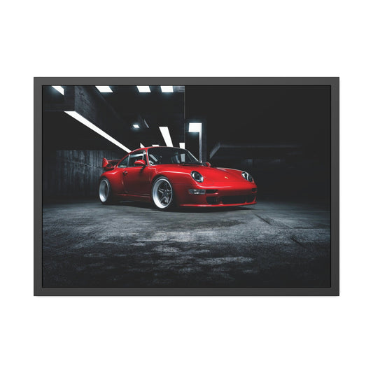 Passionate Red Porsche: A Vibrant Print on Natural Canvas & Poster