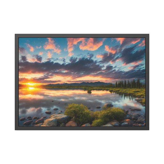 Tranquil Horizons: Lakes and Rivers on Canvas and Framed Poster