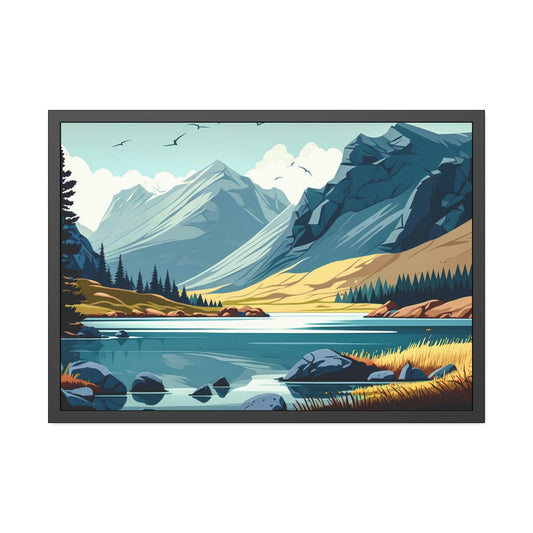 Tranquil Sceneries: Lakes and Rivers on Natural Canvas and Framed Poster