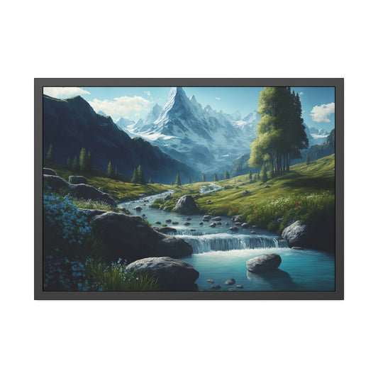 Nature's Watercolor: Framed Canvas and Poster Print of Lakes and Rivers