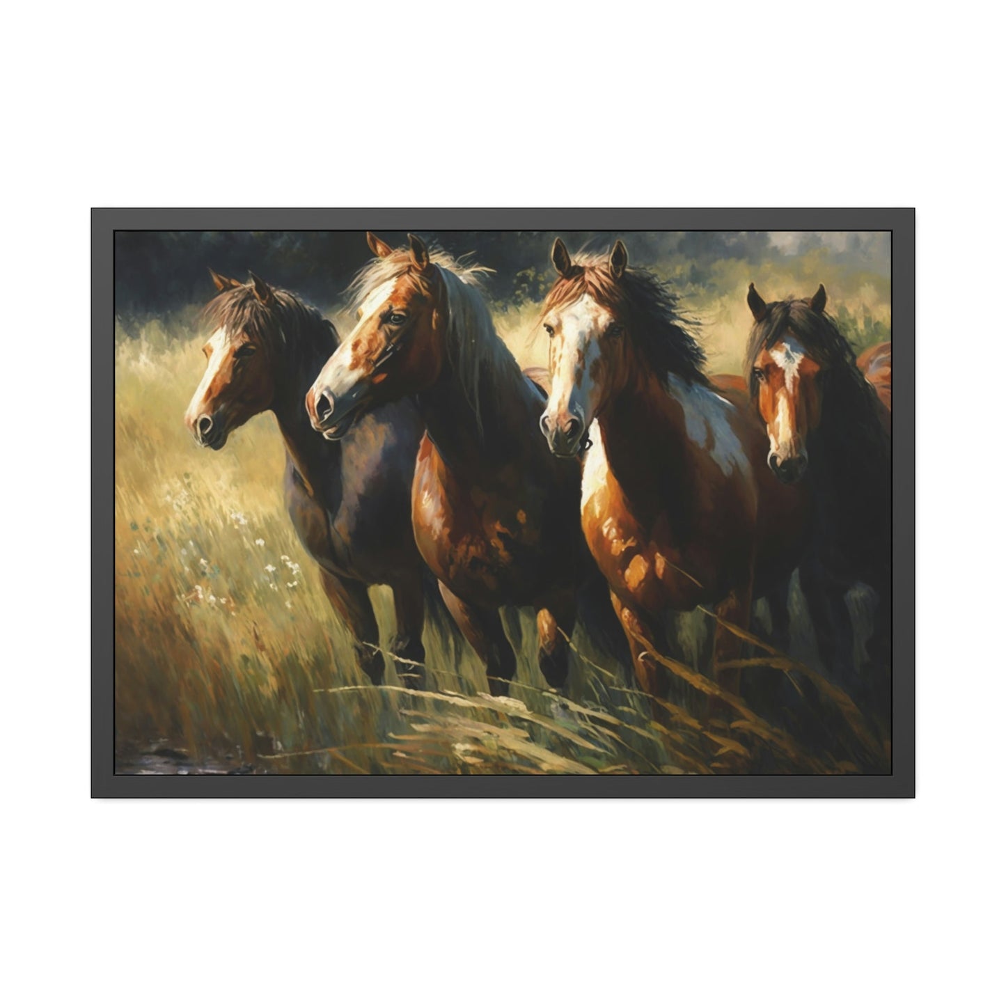 Horses at Dawn: A Canvas Landscape