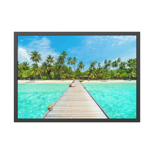Coastal Paradise: Framed Canvas & Poster of a Picturesque Island Beach