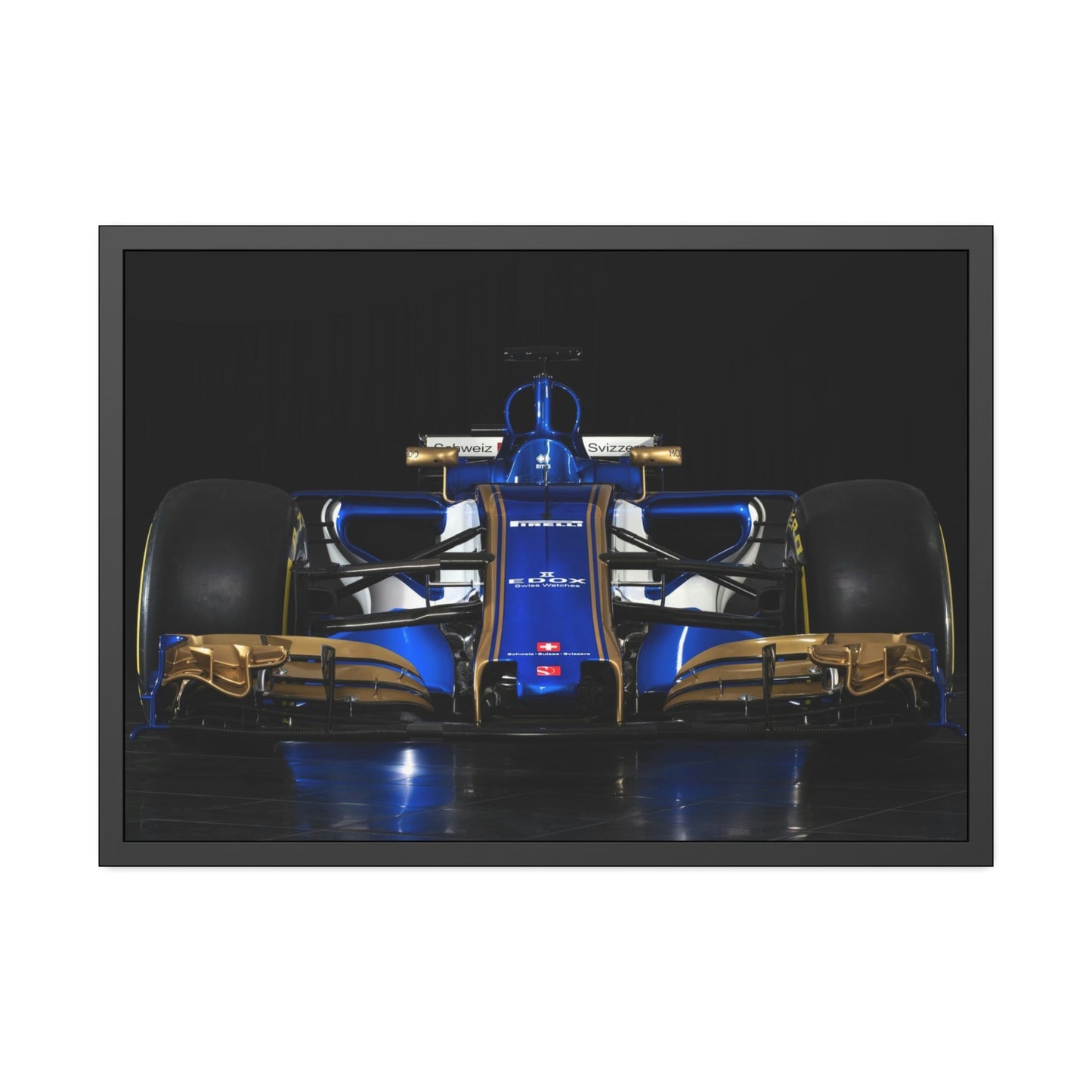The Art of Speed: Dynamic F1 Car Print on Natural Canvas & Poster