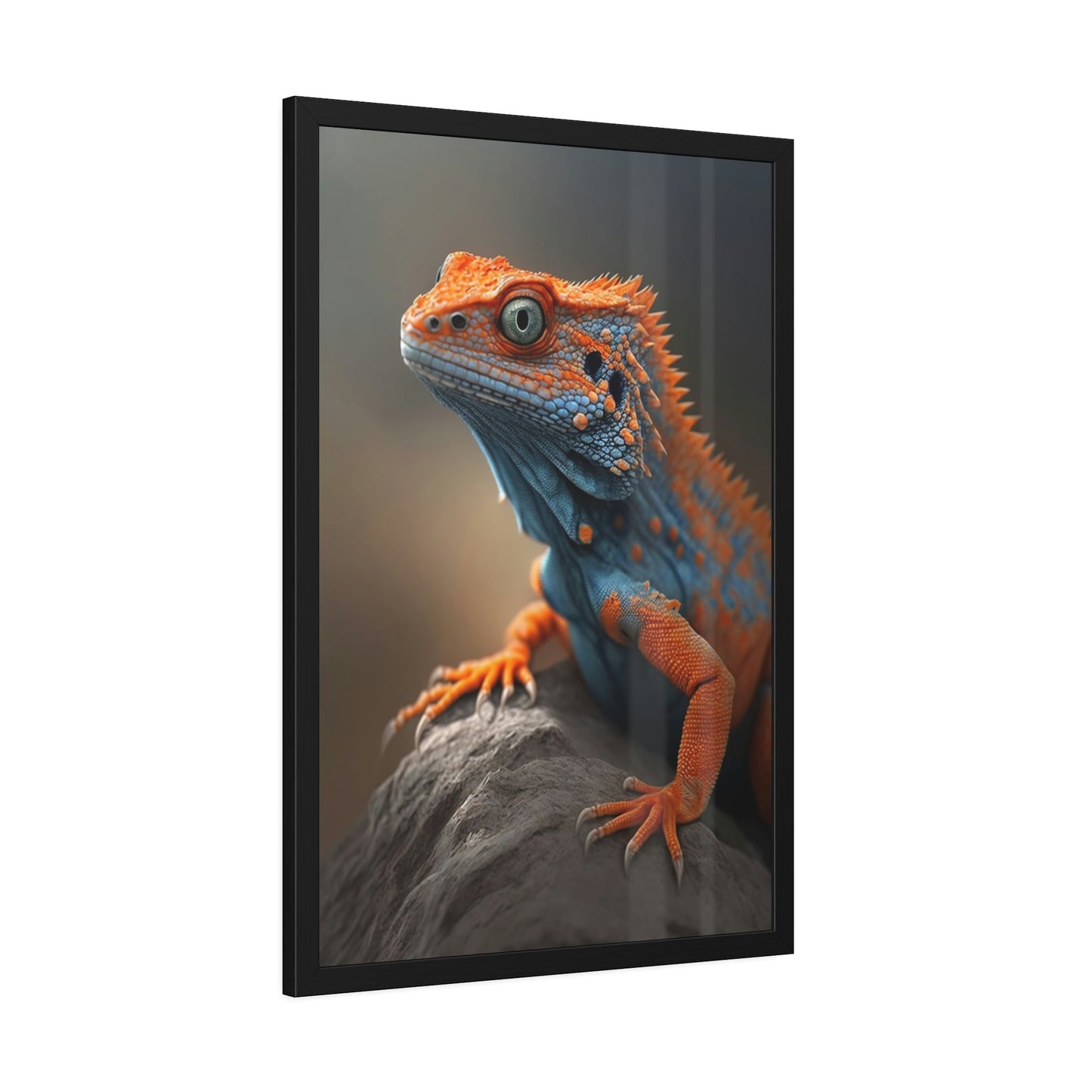 Bold and Bright: Vibrant Lizard Print on Natural Canvas & Poster