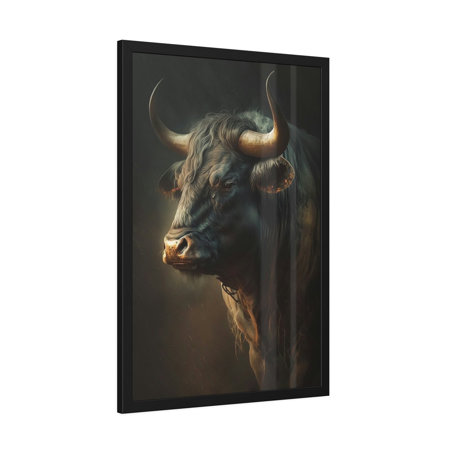 Bull's Strength: Canvas Wall Art Print of Majestic Horned Animal