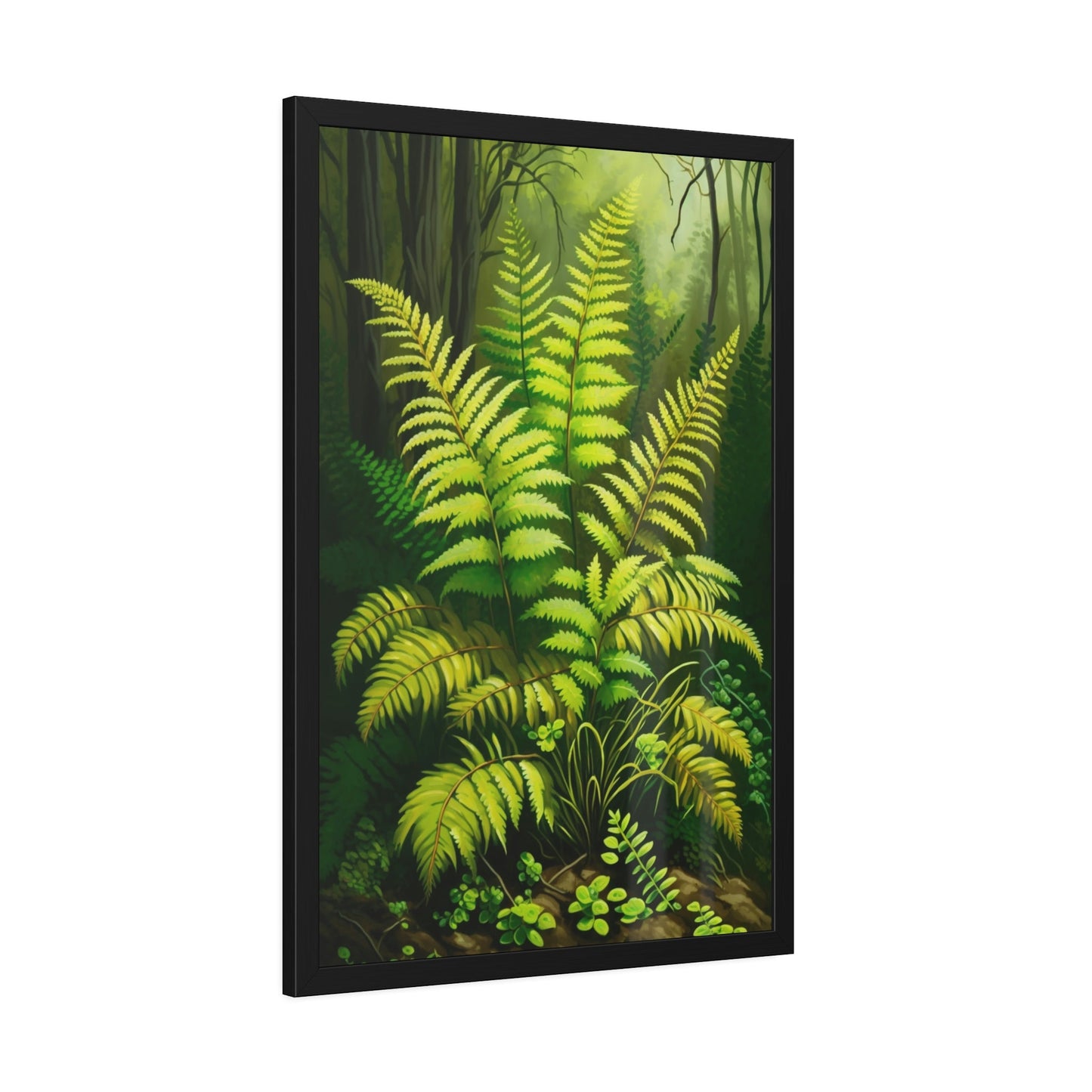 The Enchanted Forest: A Painting on Canvas Featuring Ferns