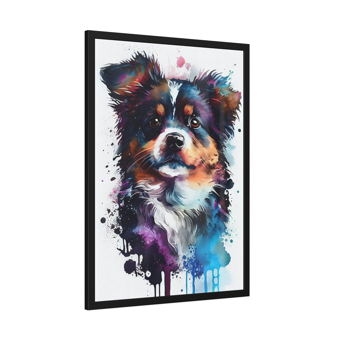 Dog's Life: Framed Poster of a Happy Pup on Canvas