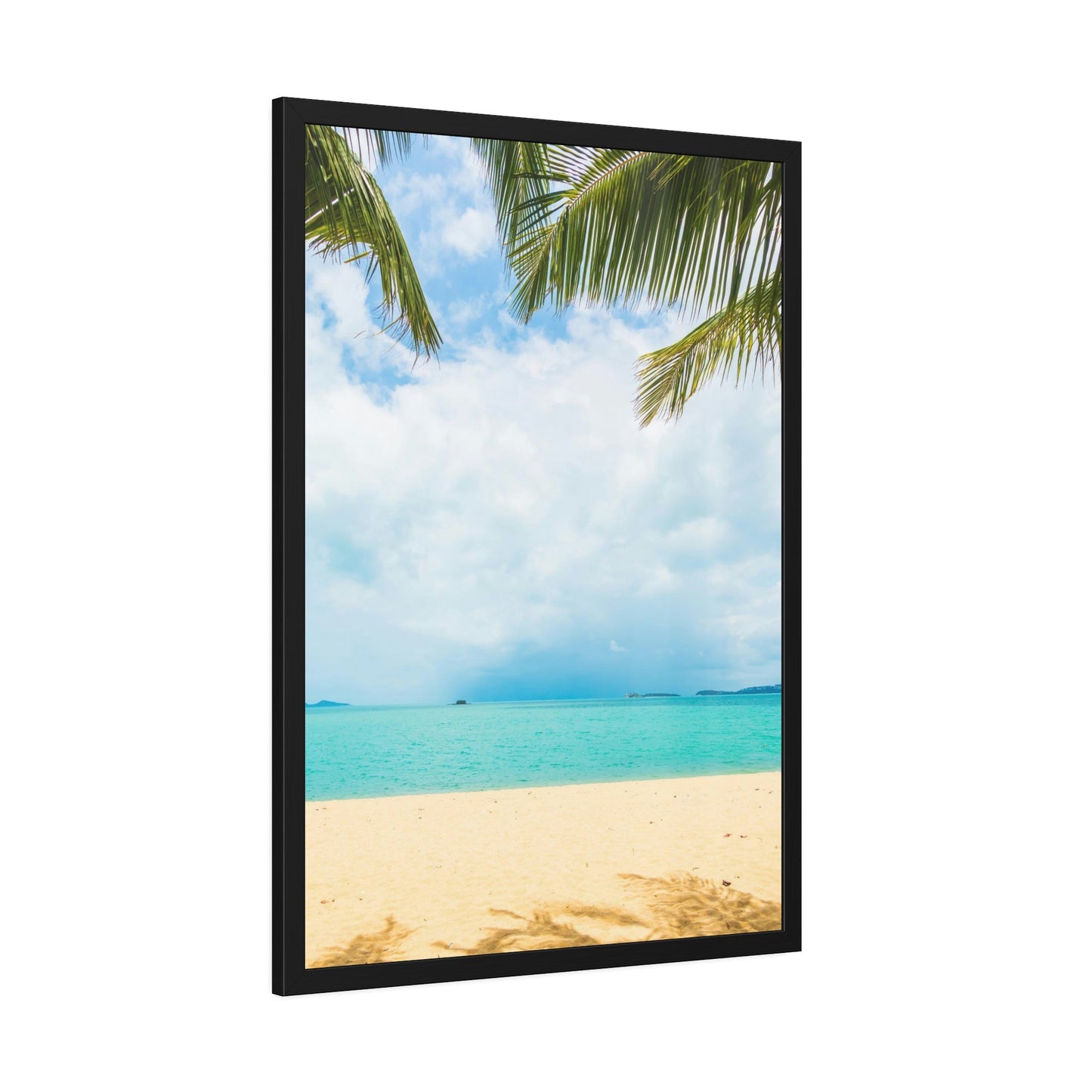 Seashore Sanctuary: Art Print of a Tranquil Island Beach Scene on a Framed Canvas