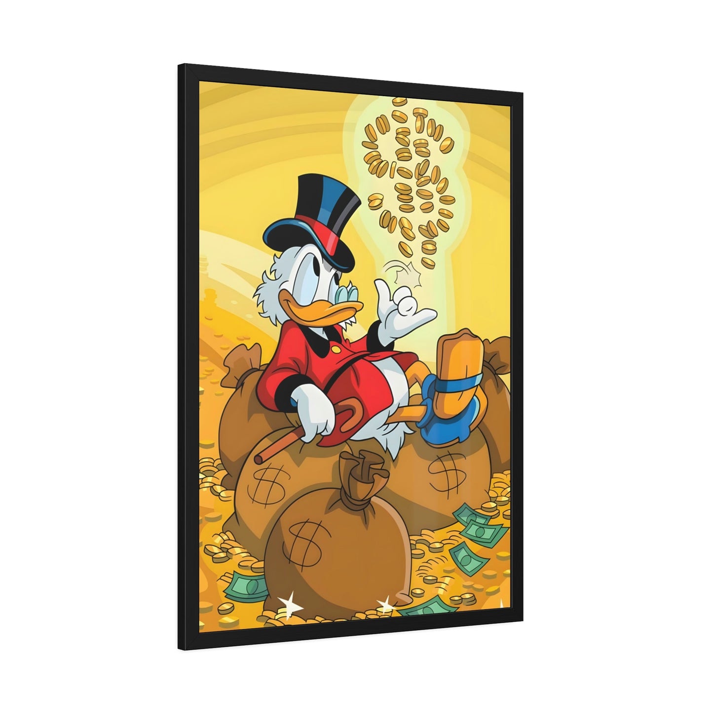 The Million-Dollar Duck: Street Art Style Canvas Print of a Duck by Alec Monopoly