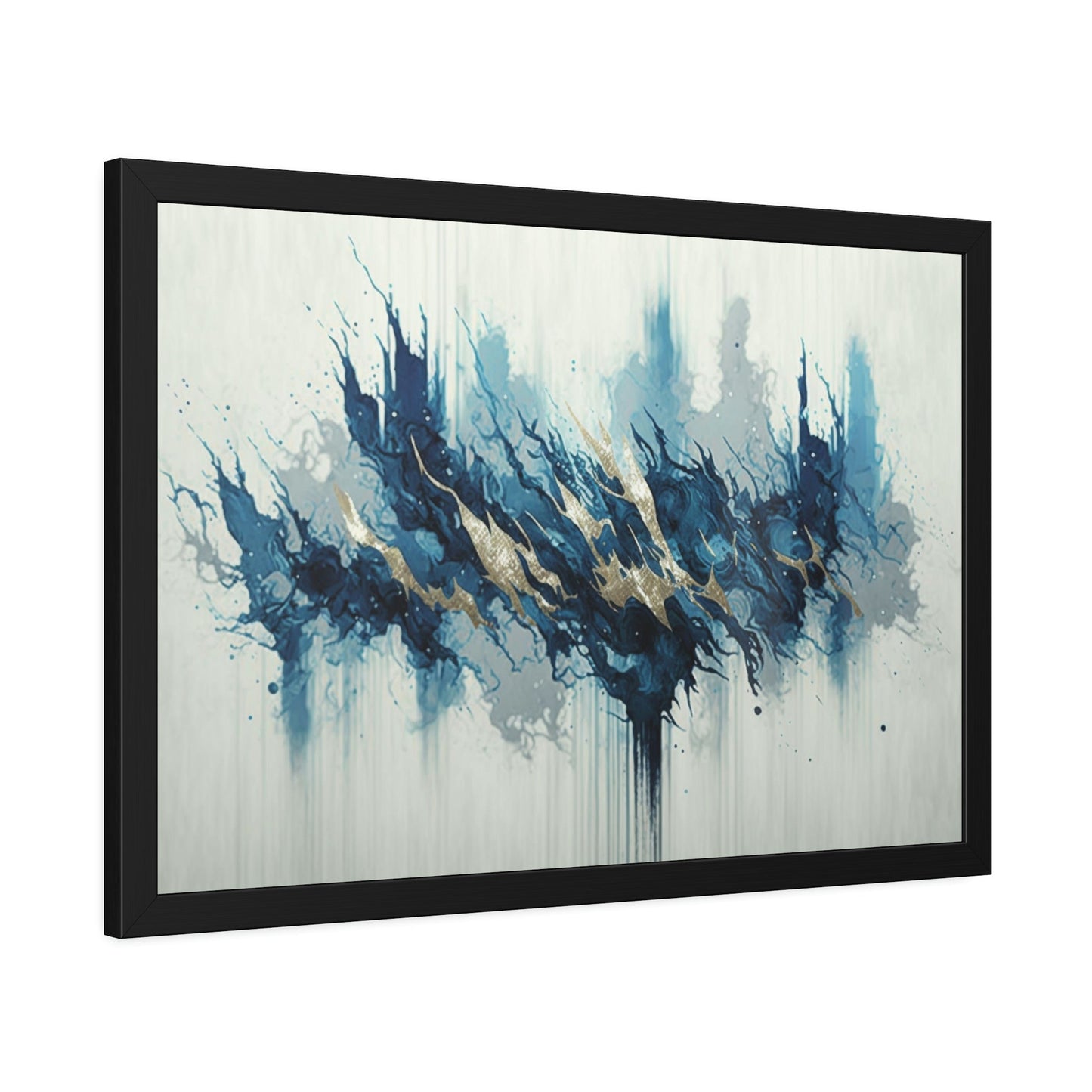 Oceanic Depths: A Framed Canvas & Poster Print of Blue Abstract Art
