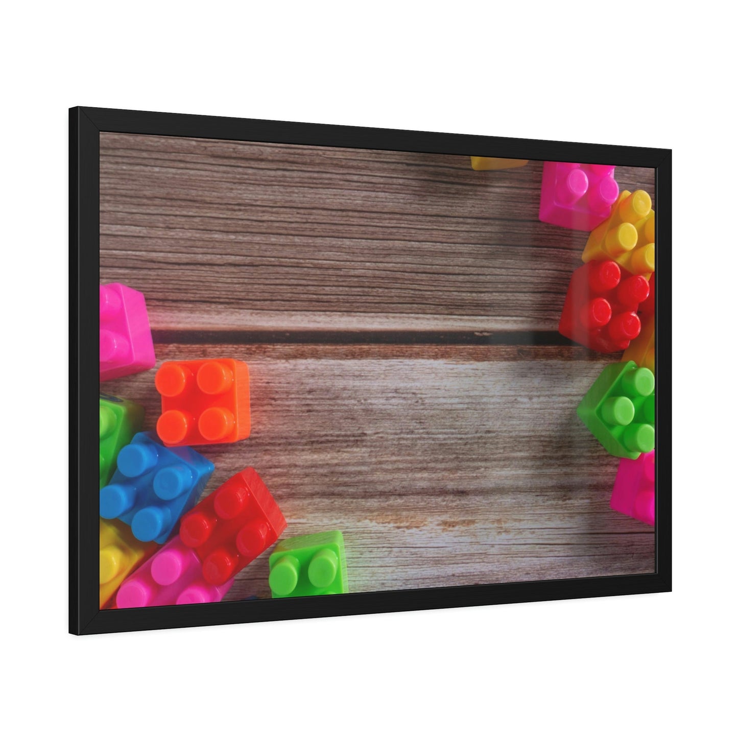 Colorful Block Mastery: Framed Canvas and Print of Lego Art