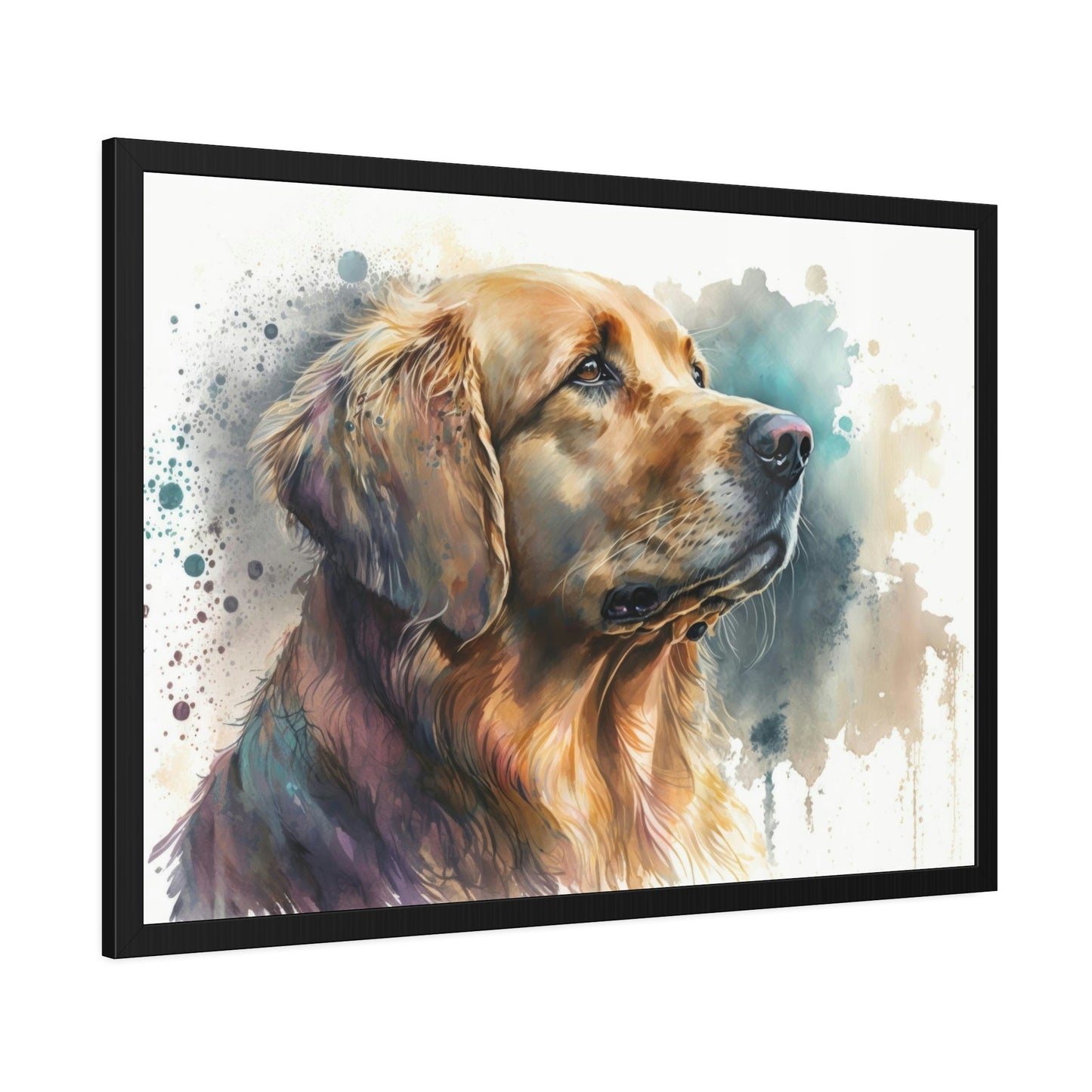 Dog's World: Framed Poster of a Happy Dog on Canvas