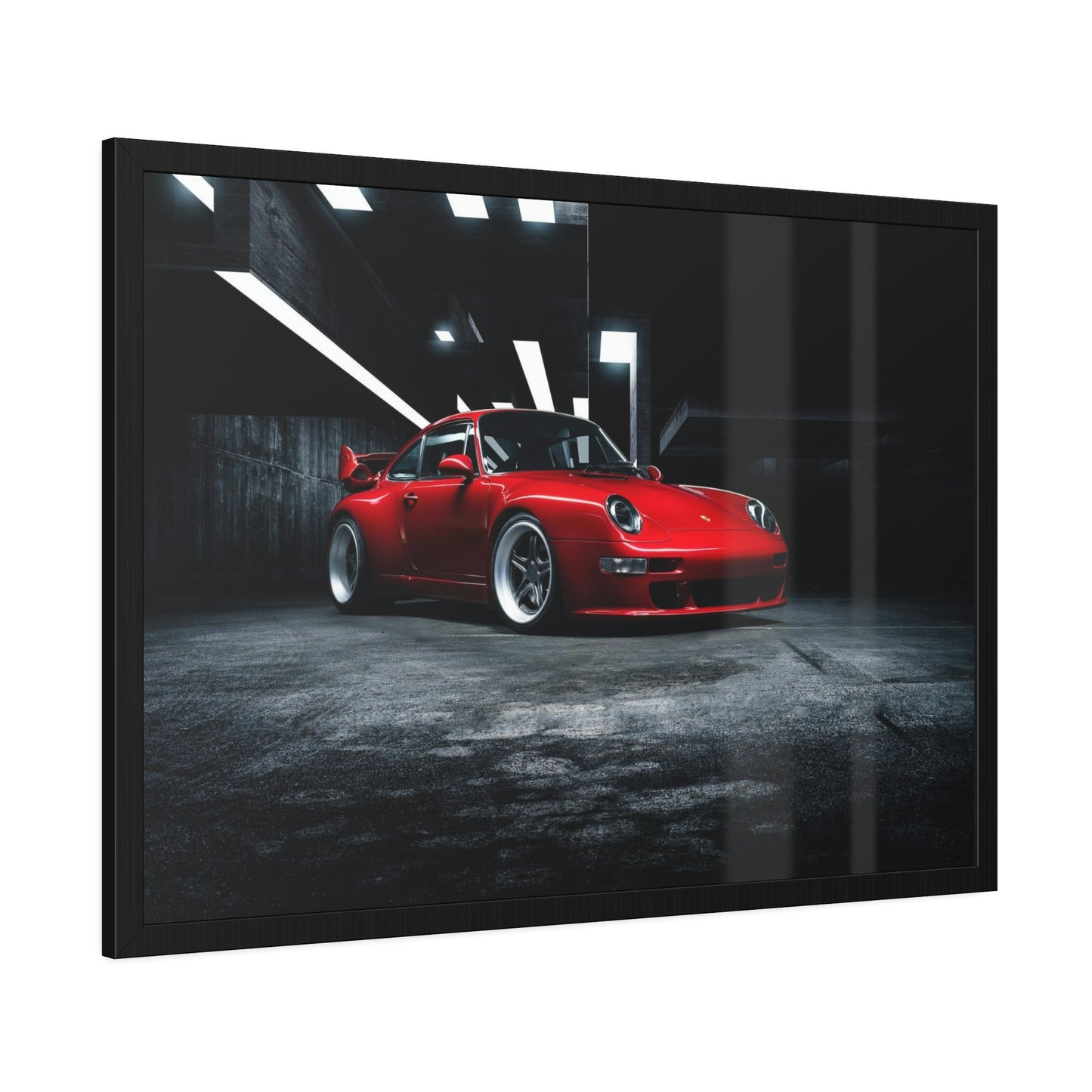 Passionate Red Porsche: A Vibrant Print on Natural Canvas & Poster