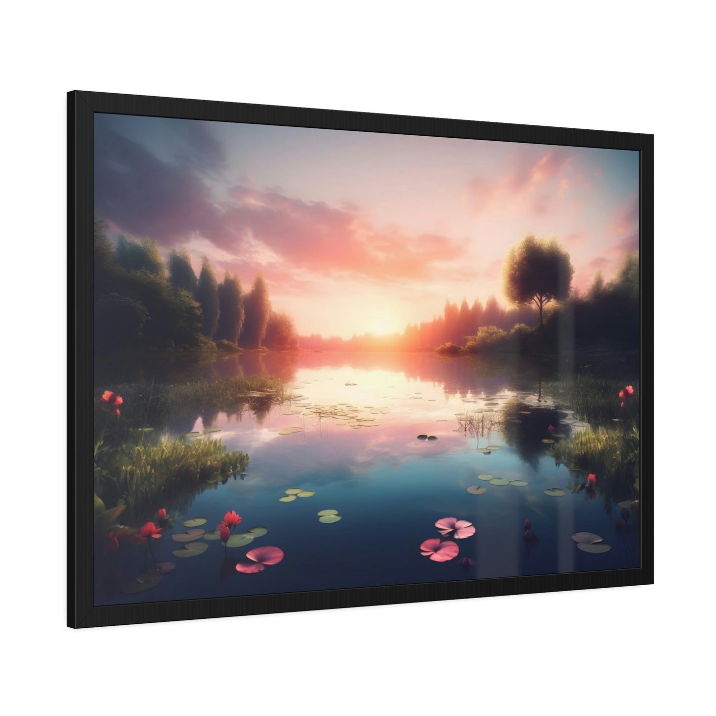 The Charm of Lakes: Wall Art of a Charming Lake View on Natural Canvas & Poster