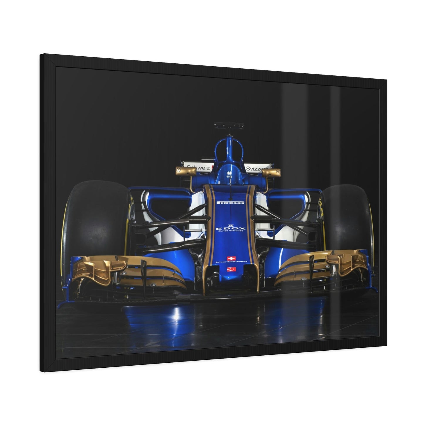 The Art of Speed: Dynamic F1 Car Print on Natural Canvas & Poster