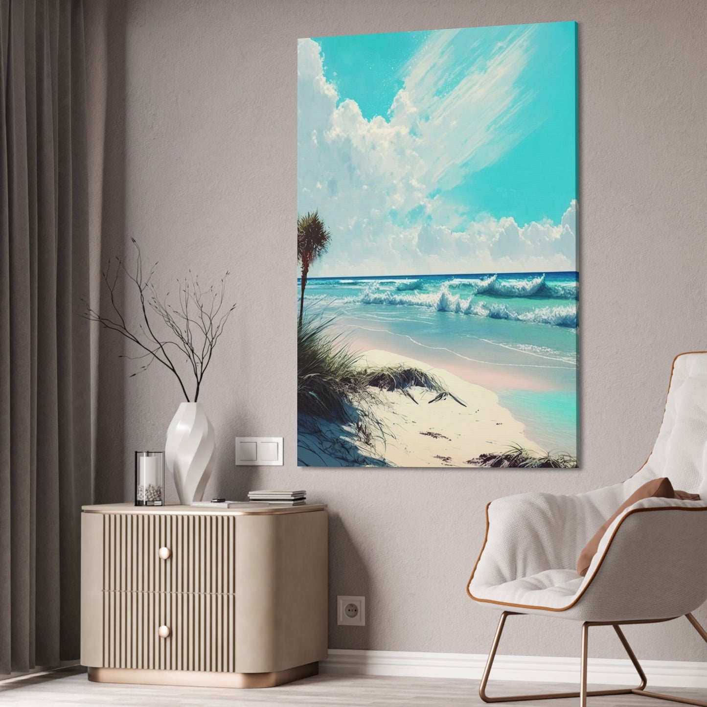 Tropic Temptation: Poster of an Enchanting Island Beach on High-Quality Print