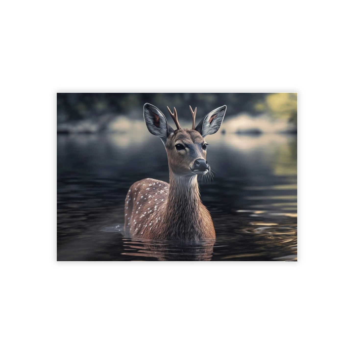 Deer Reflection: A Canvas Tranquil Haven