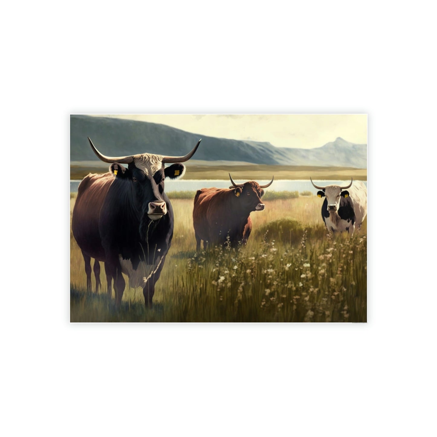 Fields of Bovine Wonder: A Painting of Cows on Canvas