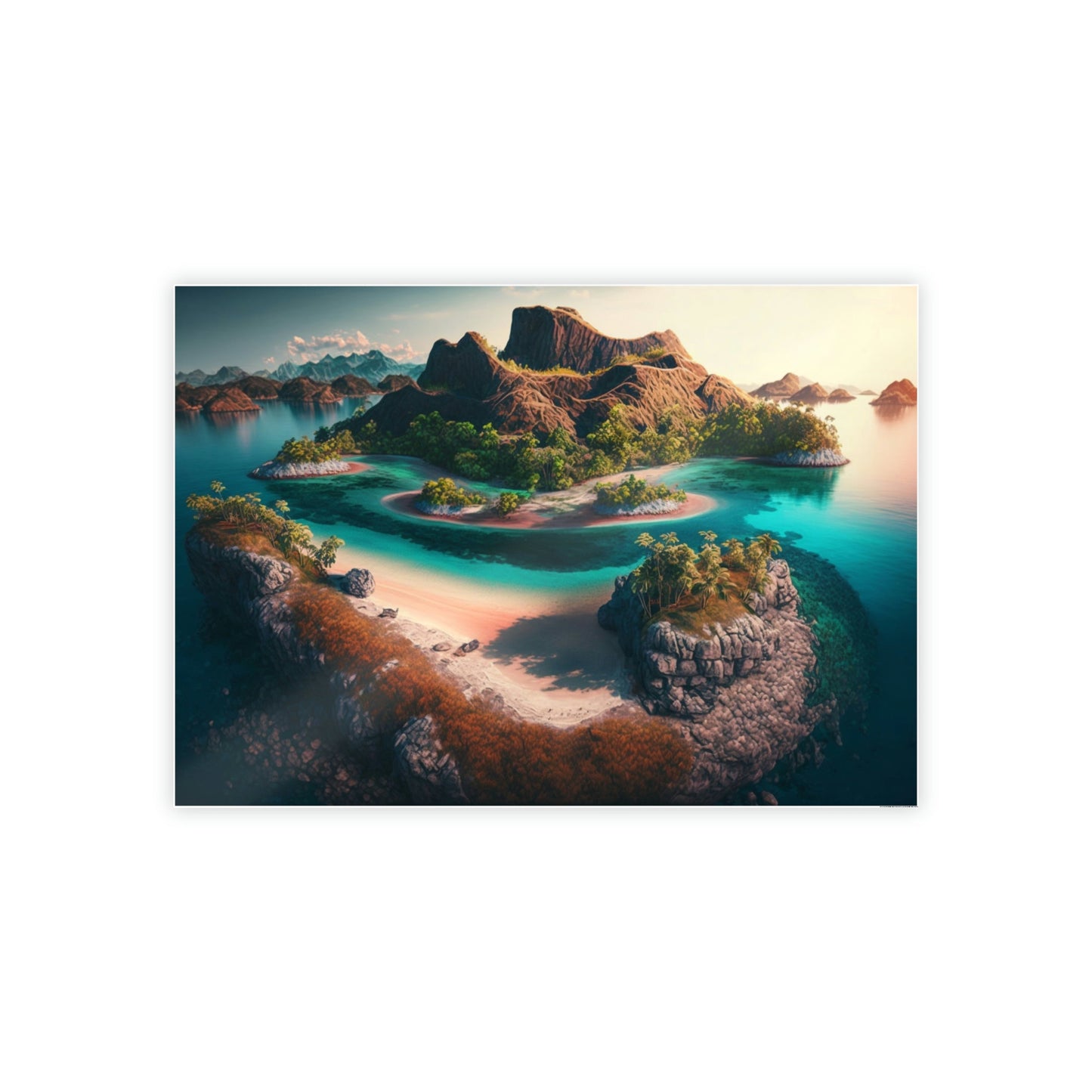 Island Dreams: A Colorful Tropical Scene on Canvas