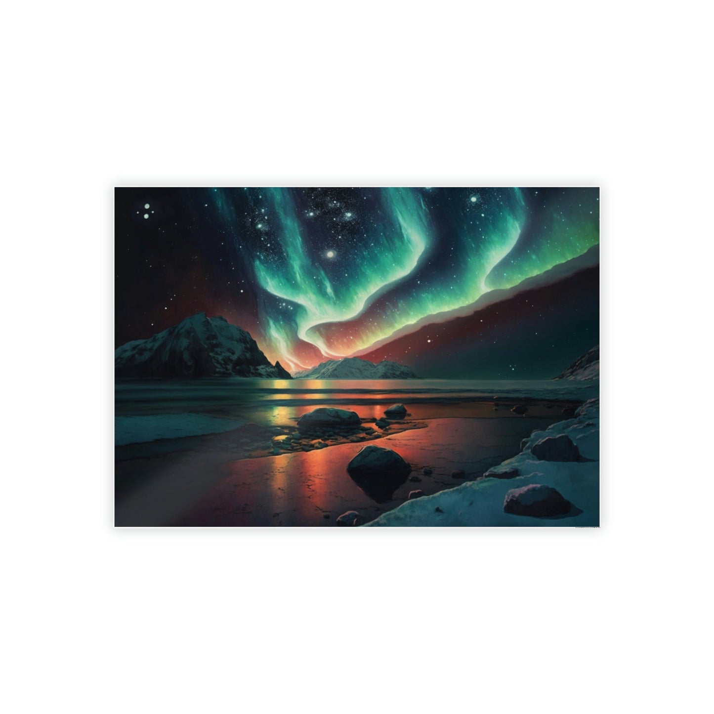 Northern Lights Dance: Stunning Aurora Borealis Wall Art on Natural Canvas