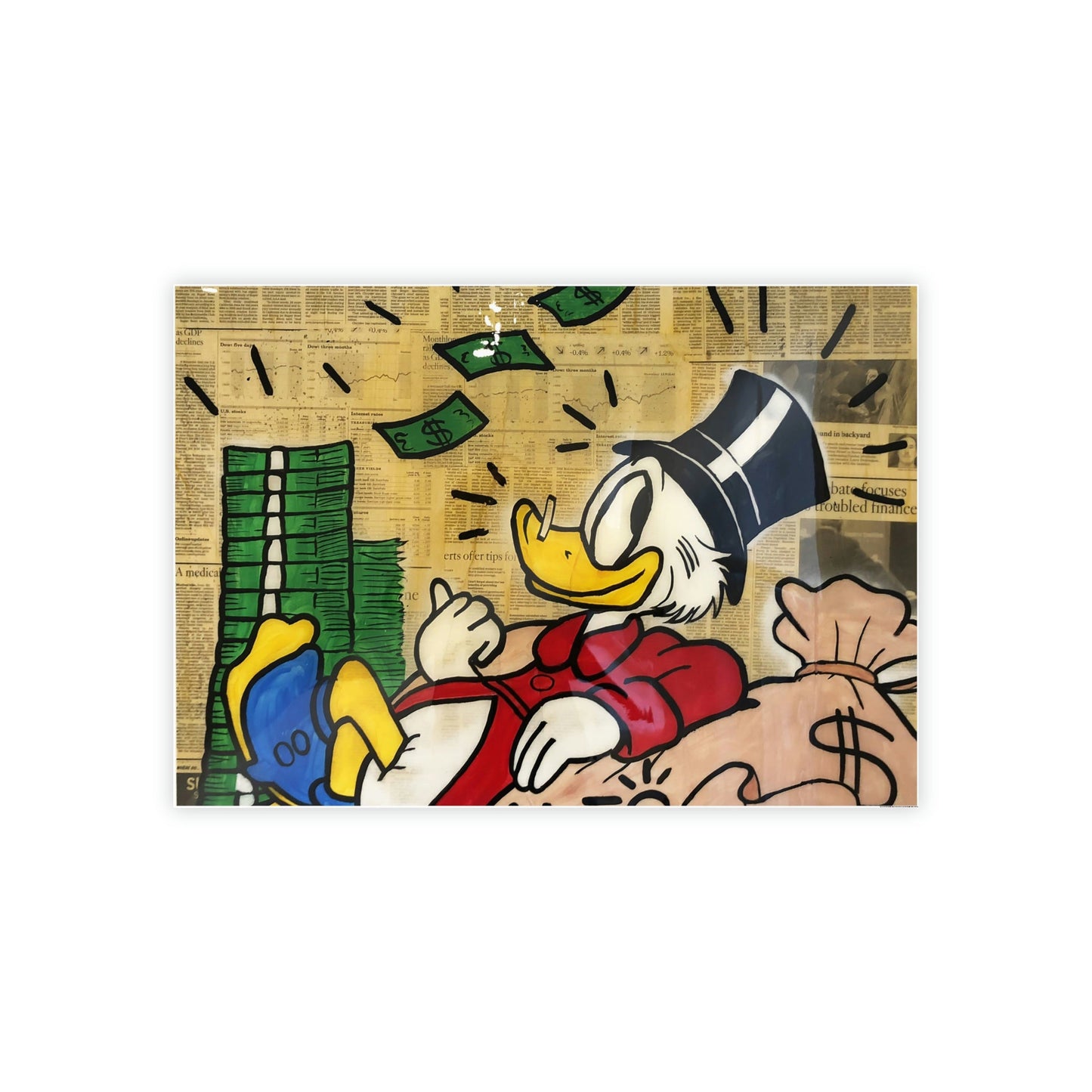 Alec Monopoly's Duck Tales: Disney's Duck as Street Art on Natural Canvas and Framed Poster