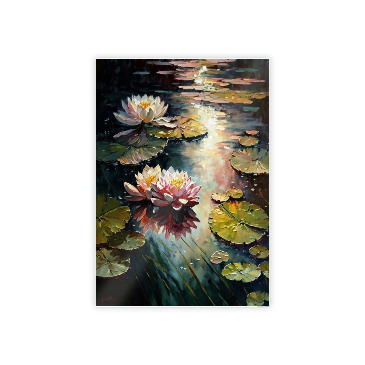 A Symphony of Colors: A Painting of Vibrant Waterlilies