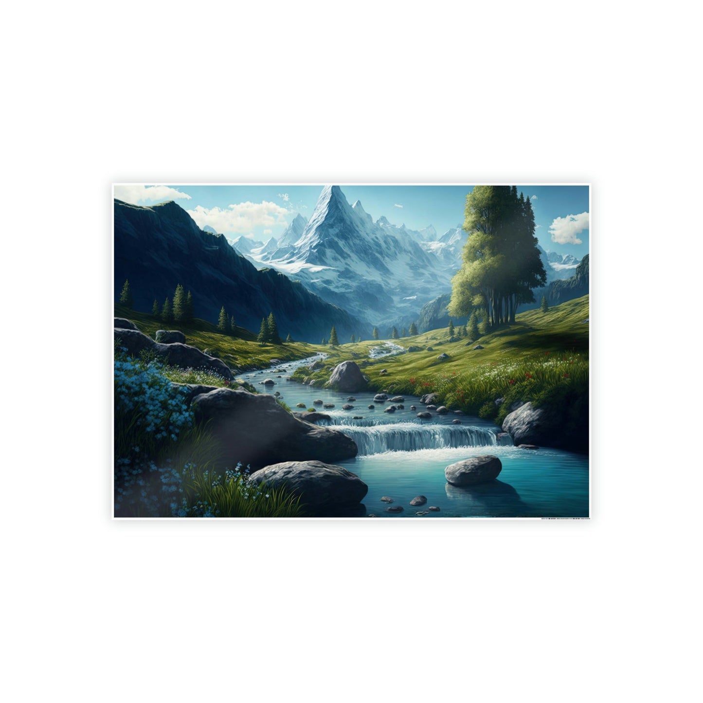 Nature's Watercolor: Framed Canvas and Poster Print of Lakes and Rivers