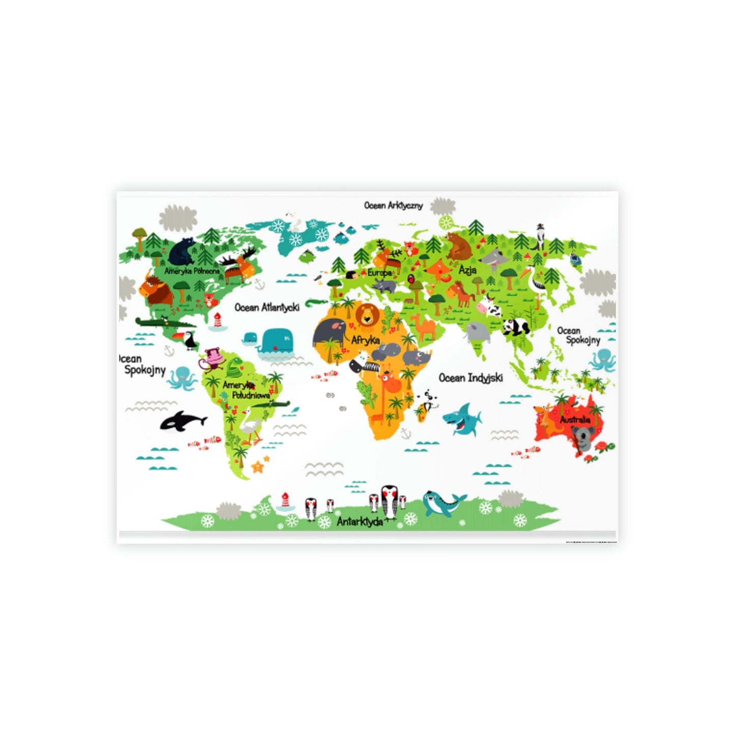 Map of the World: Lovely Wall Art Print on Canvas for Kids