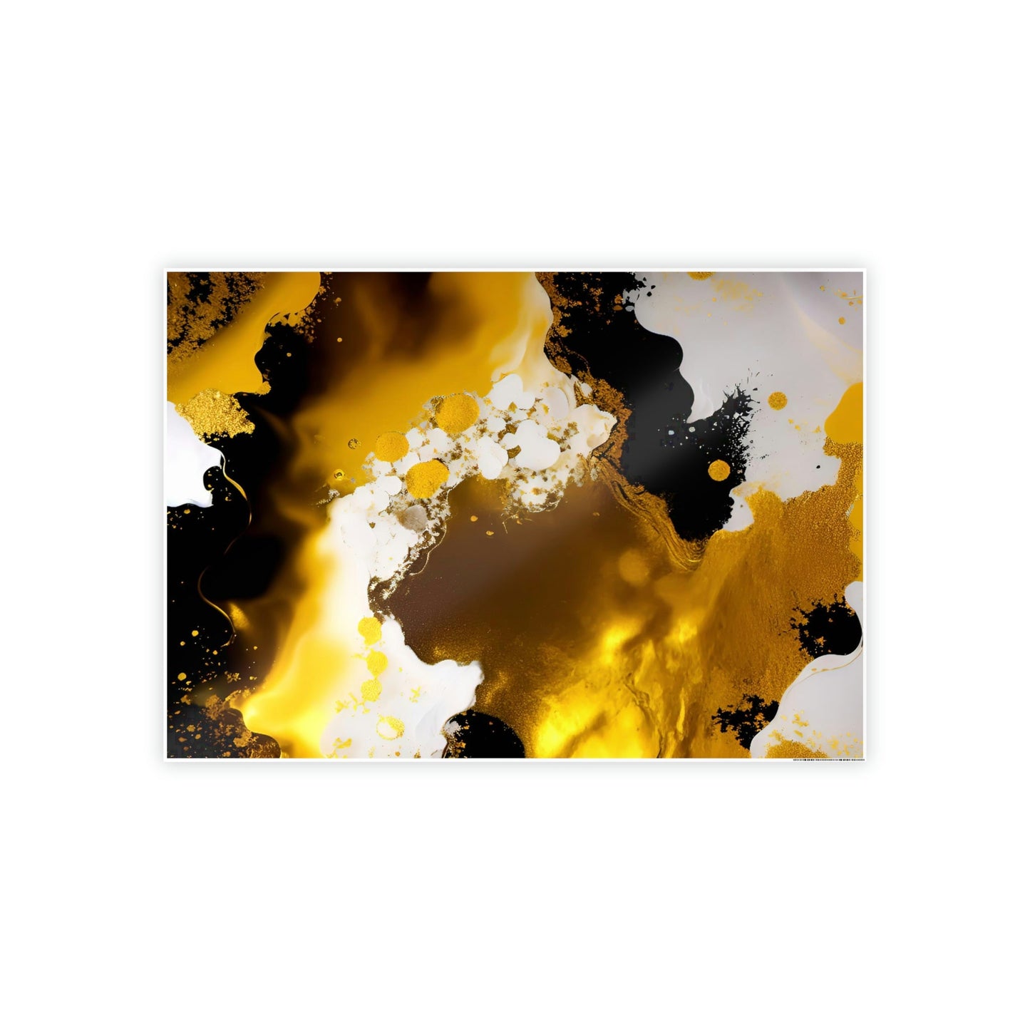 Opulent Reflections: Framed Canvas of Gold Abstract Wall Art