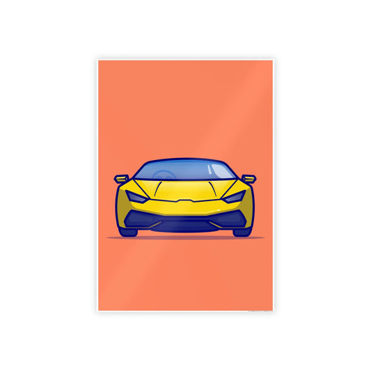 Luminous Speed: Yellow Lamborghini Wall Art on Framed Canvas & Poster