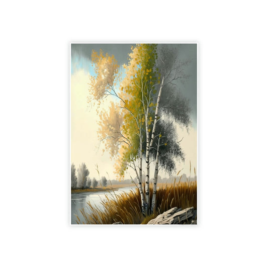 Autumn's Splendor: Poster & Canvas of Birch Trees with Colorful Leaves