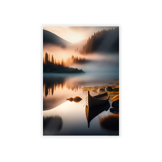 Water's Tranquility: Artful Canvas and Poster Print of Lakes and Rivers