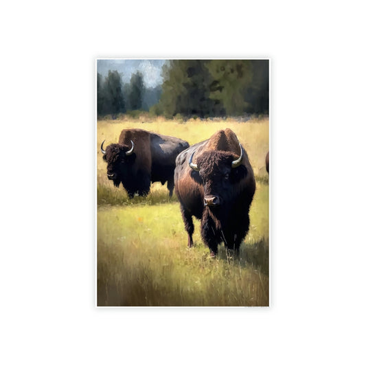 The Bison's Journey: A Print on Canvas & Poster of a Bisons Trekking Across the Plains