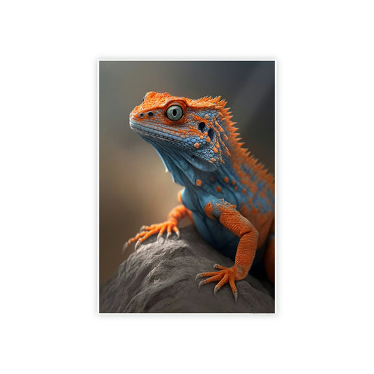 Bold and Bright: Vibrant Lizard Print on Natural Canvas & Poster