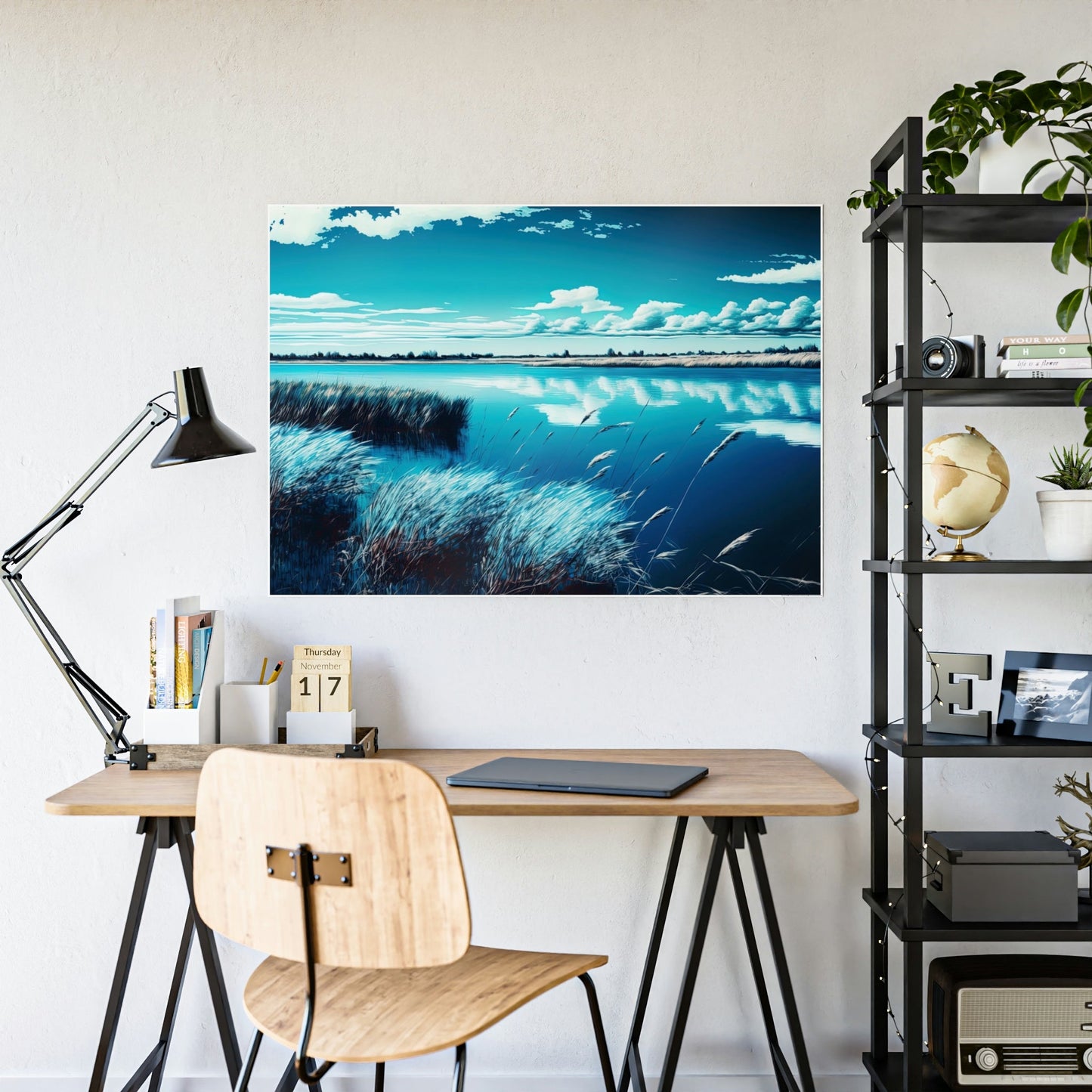 Lakeside Harmony: Print on Canvas with Tranquil Lake Scenery