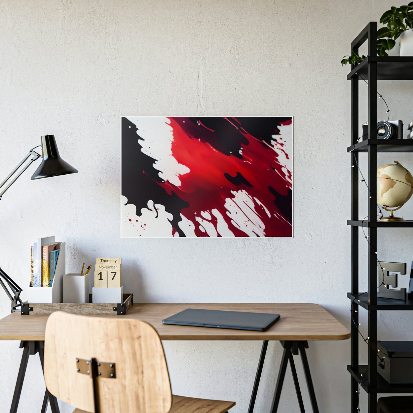 Bold and Striking: Red Abstract Canvas and Framed Poster