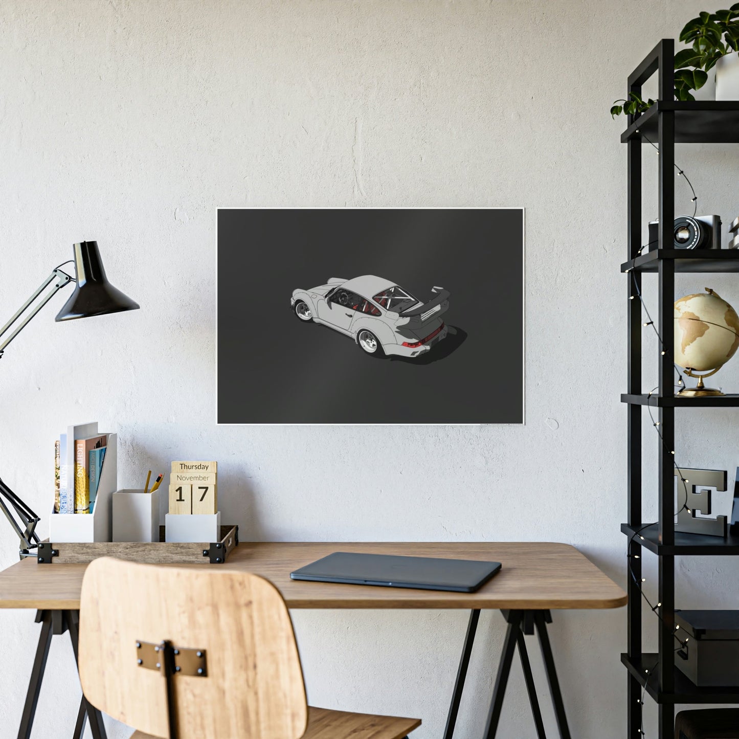 Porsche's Speed and Style: Natural Canvas & Poster Print Set