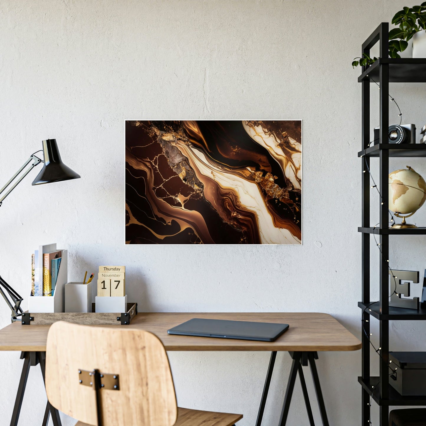 Shimmering Masterpiece: Gold Abstract Wall Art on Canvas & Poster