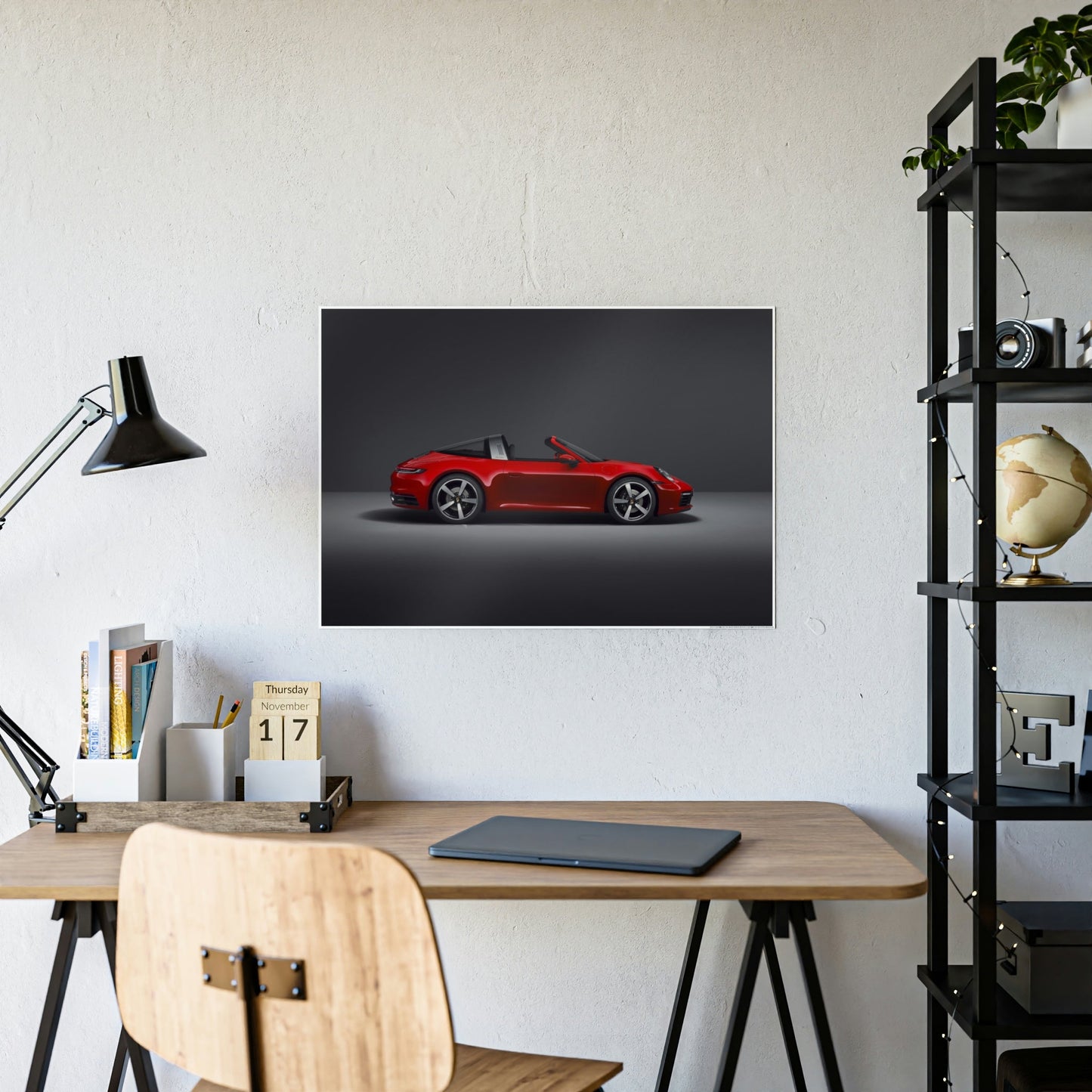 Ravishing Red: Canvas Wall Art Print of a Sleek and Stylish Red Porsche