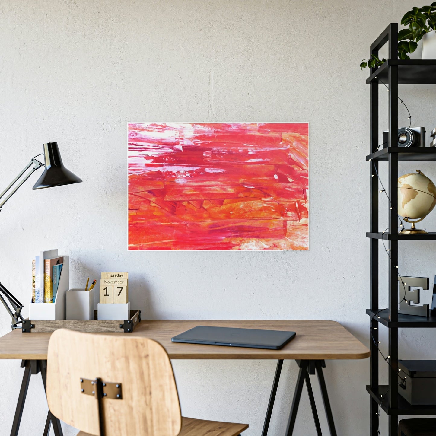 Red Inspiration: A Mesmerizing Print on Natural Canvas for Your Wall Decor