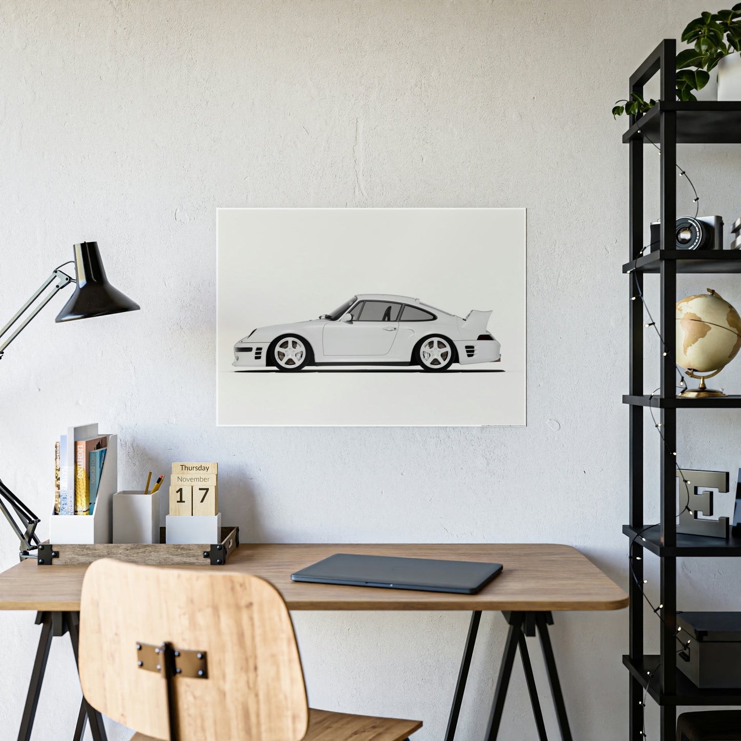 Porsche Paradise: Stunning Wall Art Featuring a Luxurious Porsche Scene on Natural Canvas