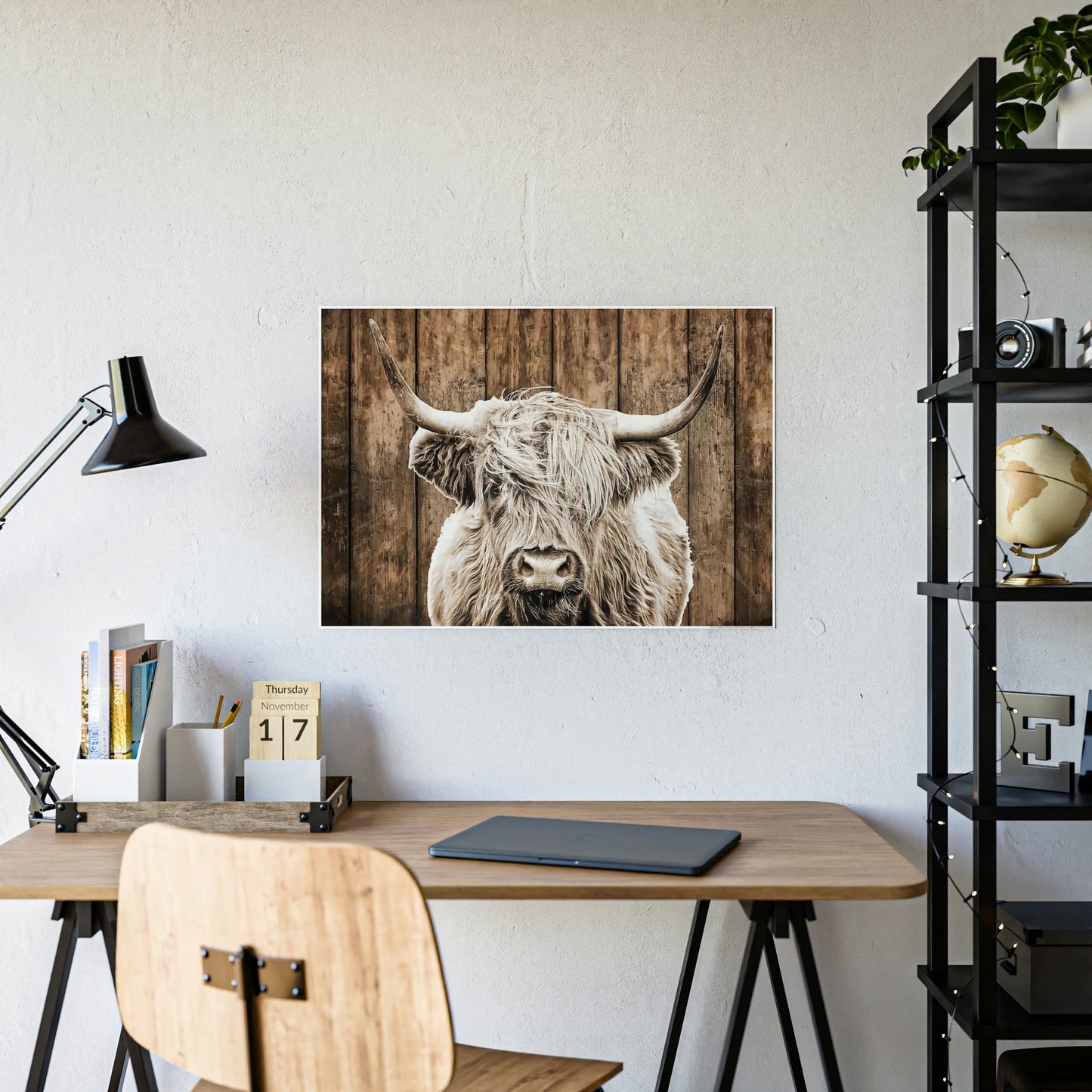 Highland Cow | Wild White Highland Cow | Canvas art — Pixoram