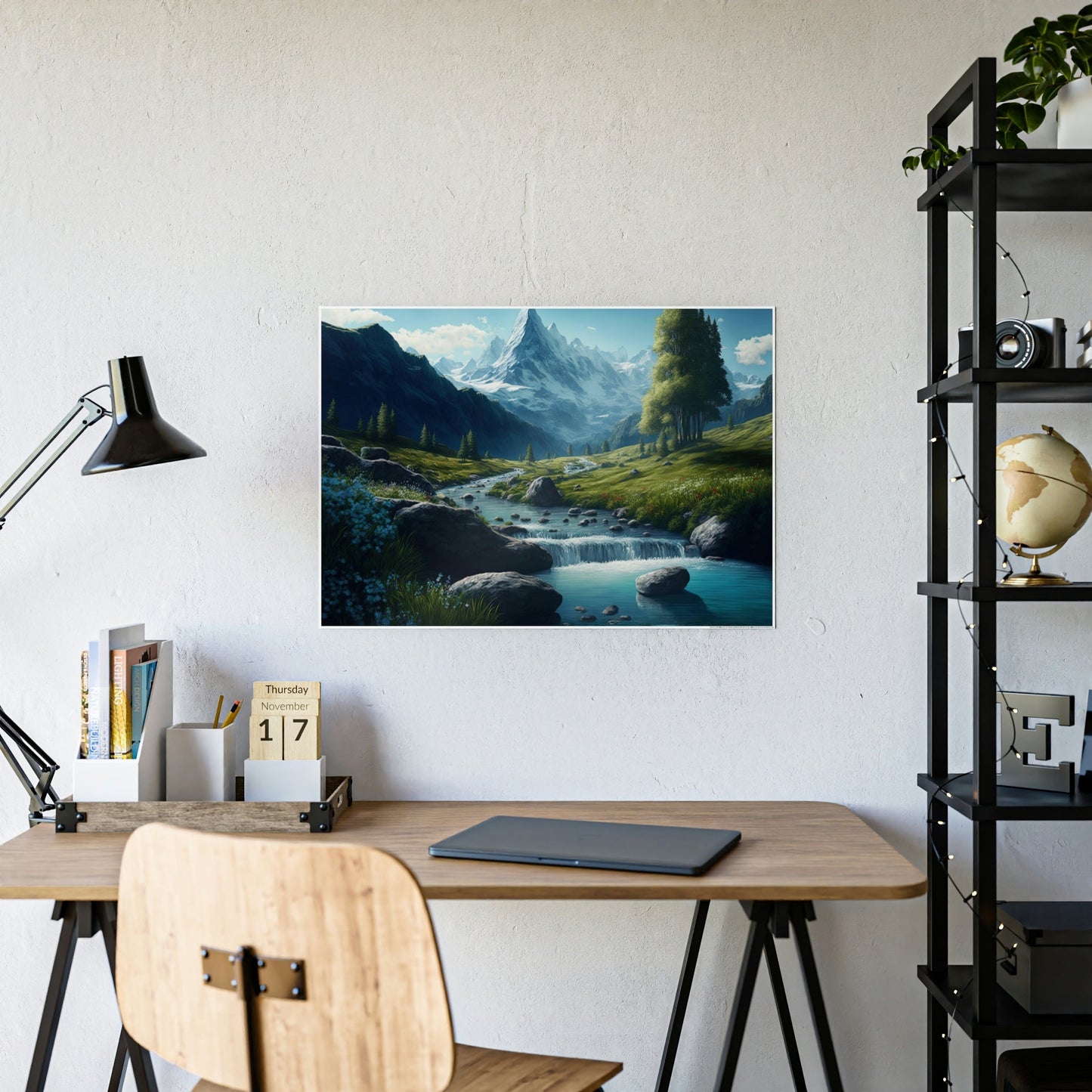 Nature's Watercolor: Framed Canvas and Poster Print of Lakes and Rivers