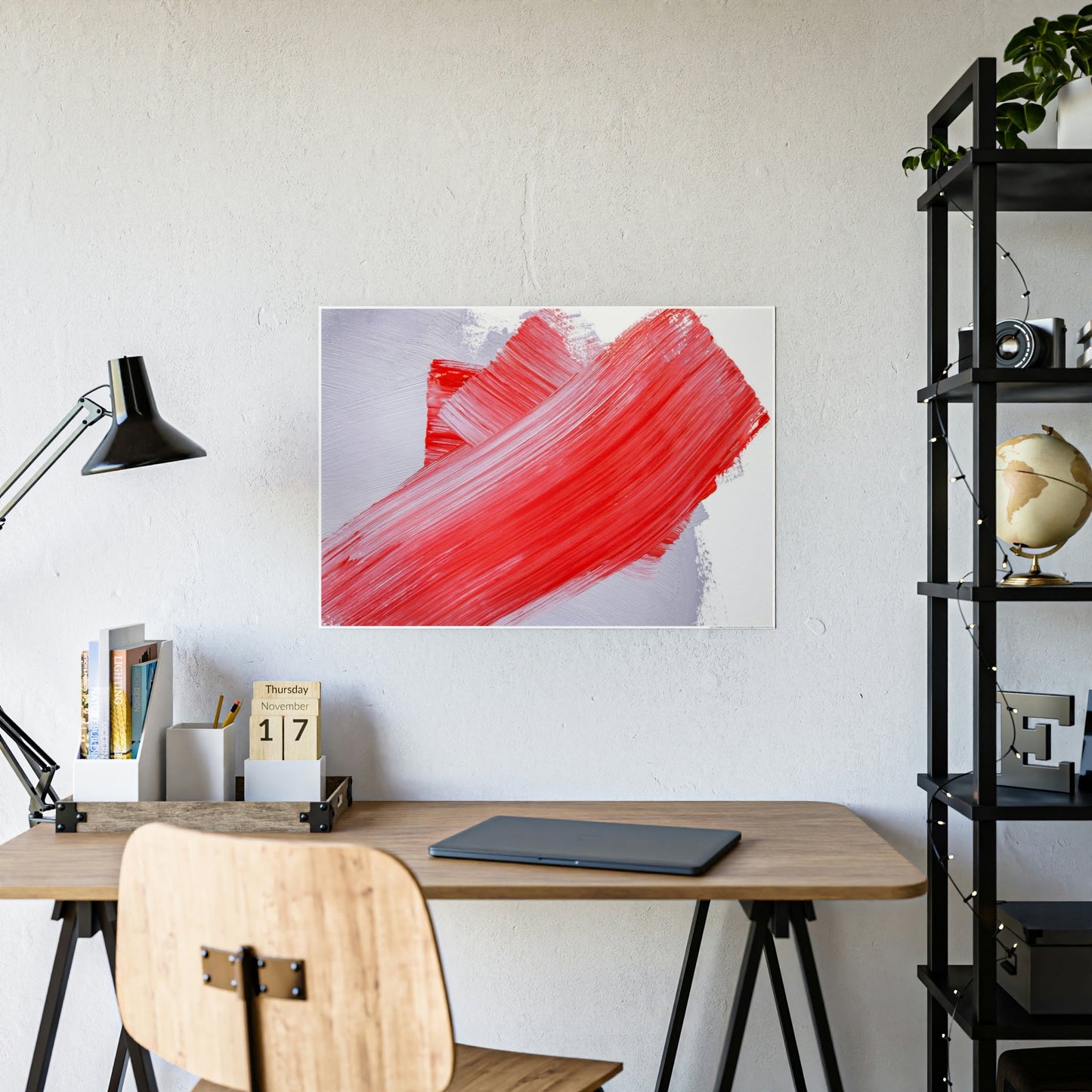 Red Abstract Delight: Natural Canvas and Framed Poster for Your Wall Art