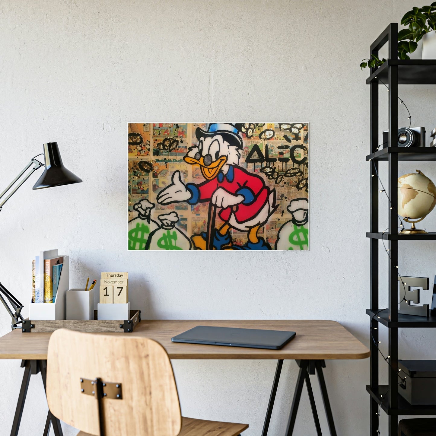 Monopoly Madness: Disney's Duck in Alec Monopoly Style on Canvas and Framed Poster