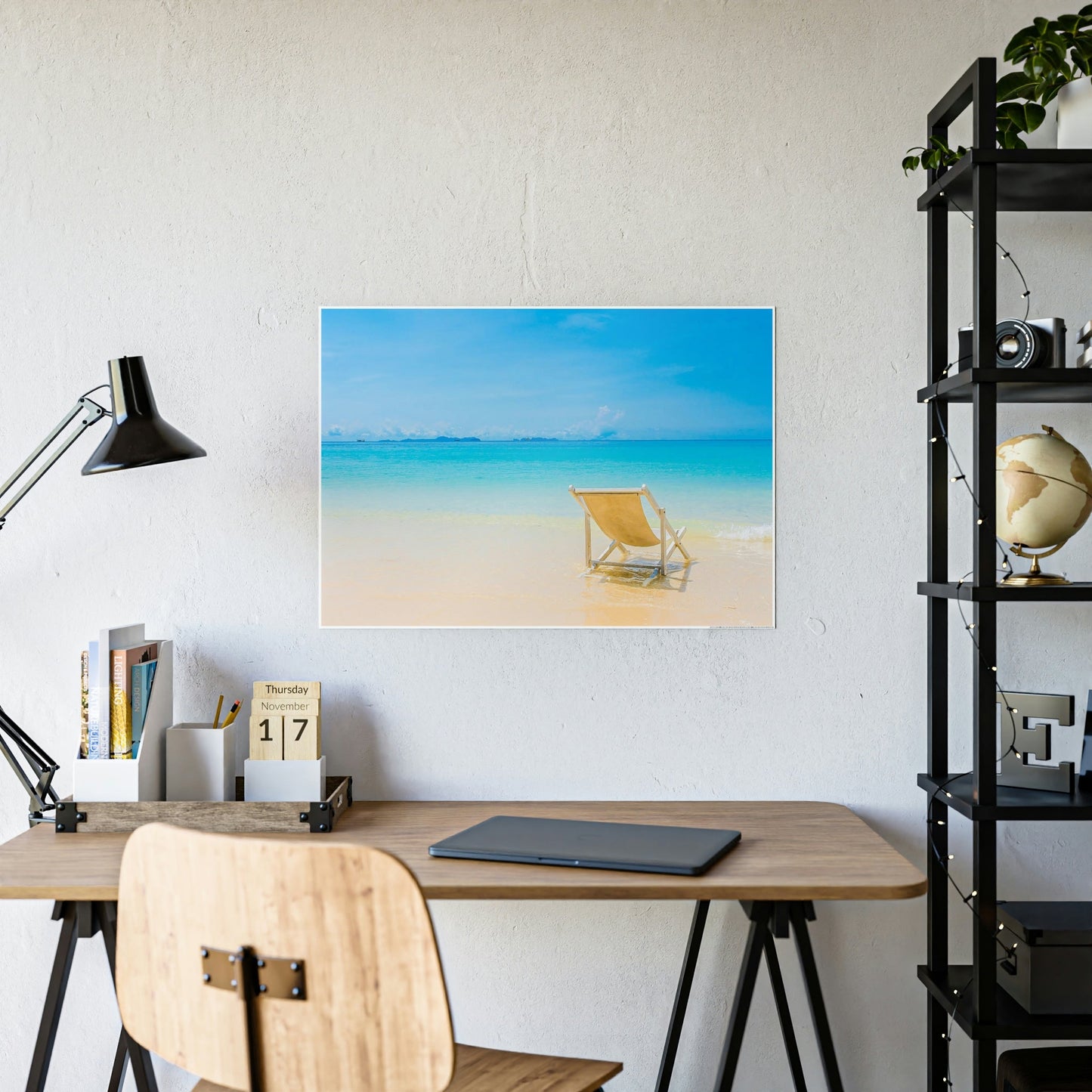 Tropical Tranquility: Art Print of a Peaceful Island Beach on a Natural Canvas