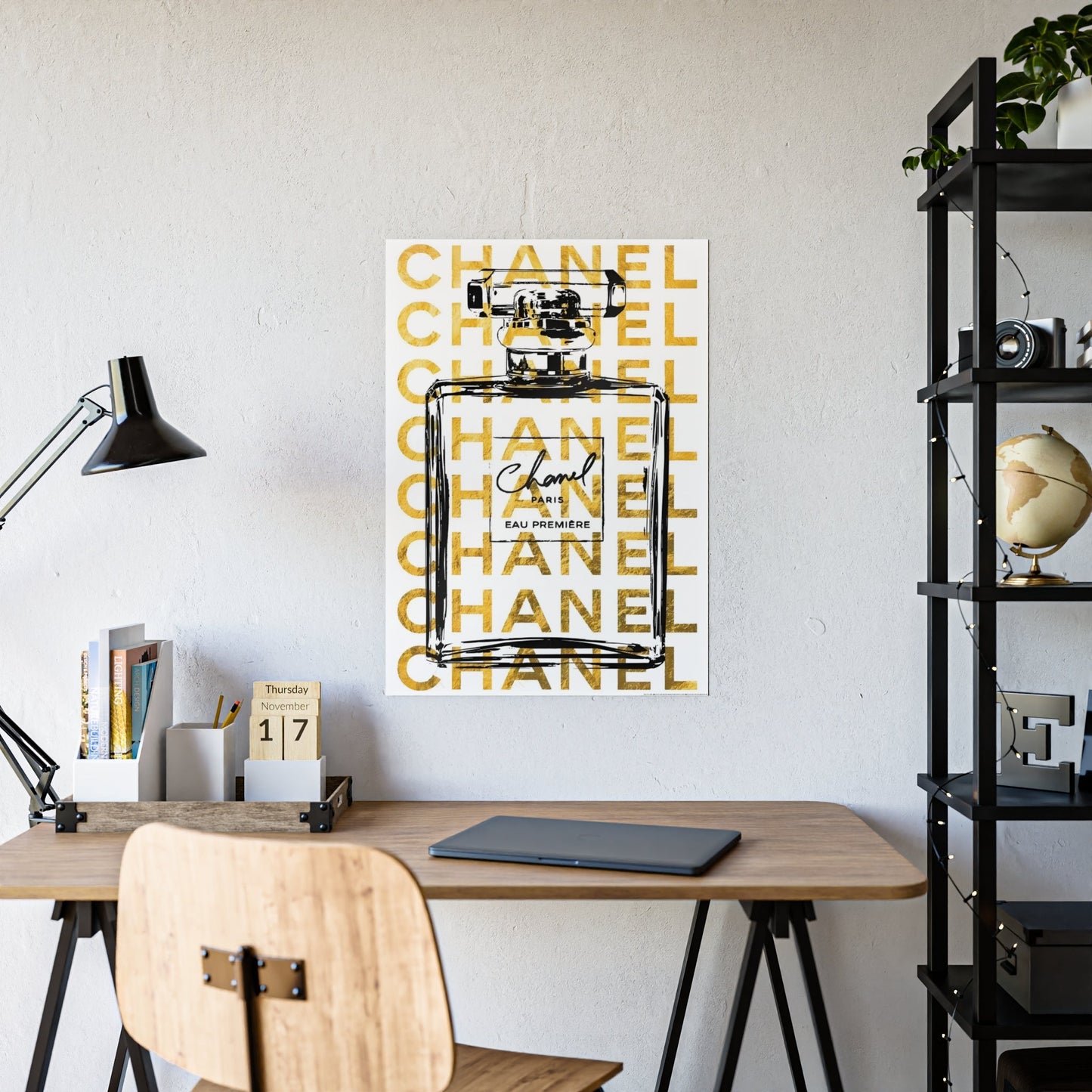 Chanel's Timeless Legacy: Artistic Wall Art on Natural Canvas