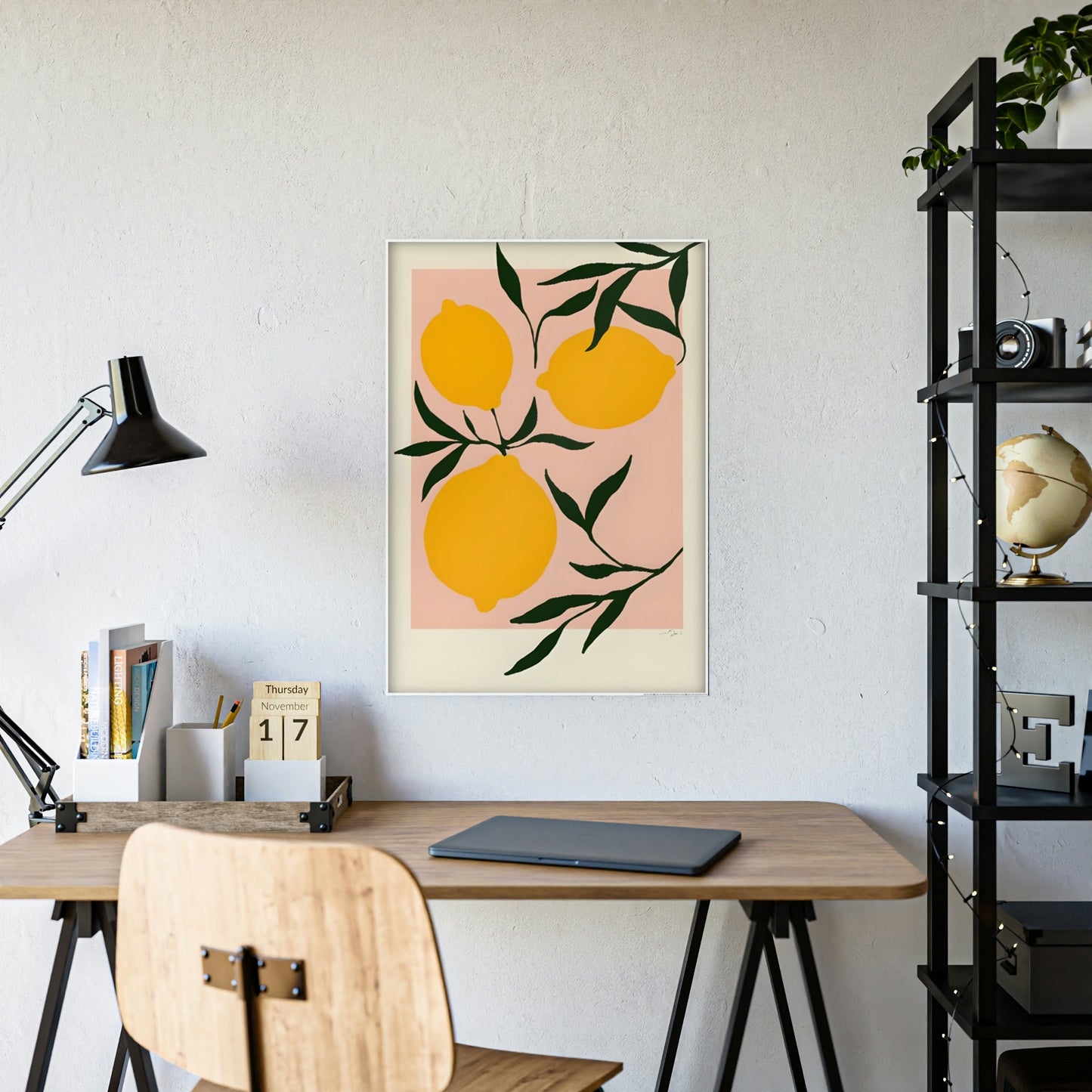 Refreshing and Vibrant Framed Poster and Canvas Print of Yellow Lemons
