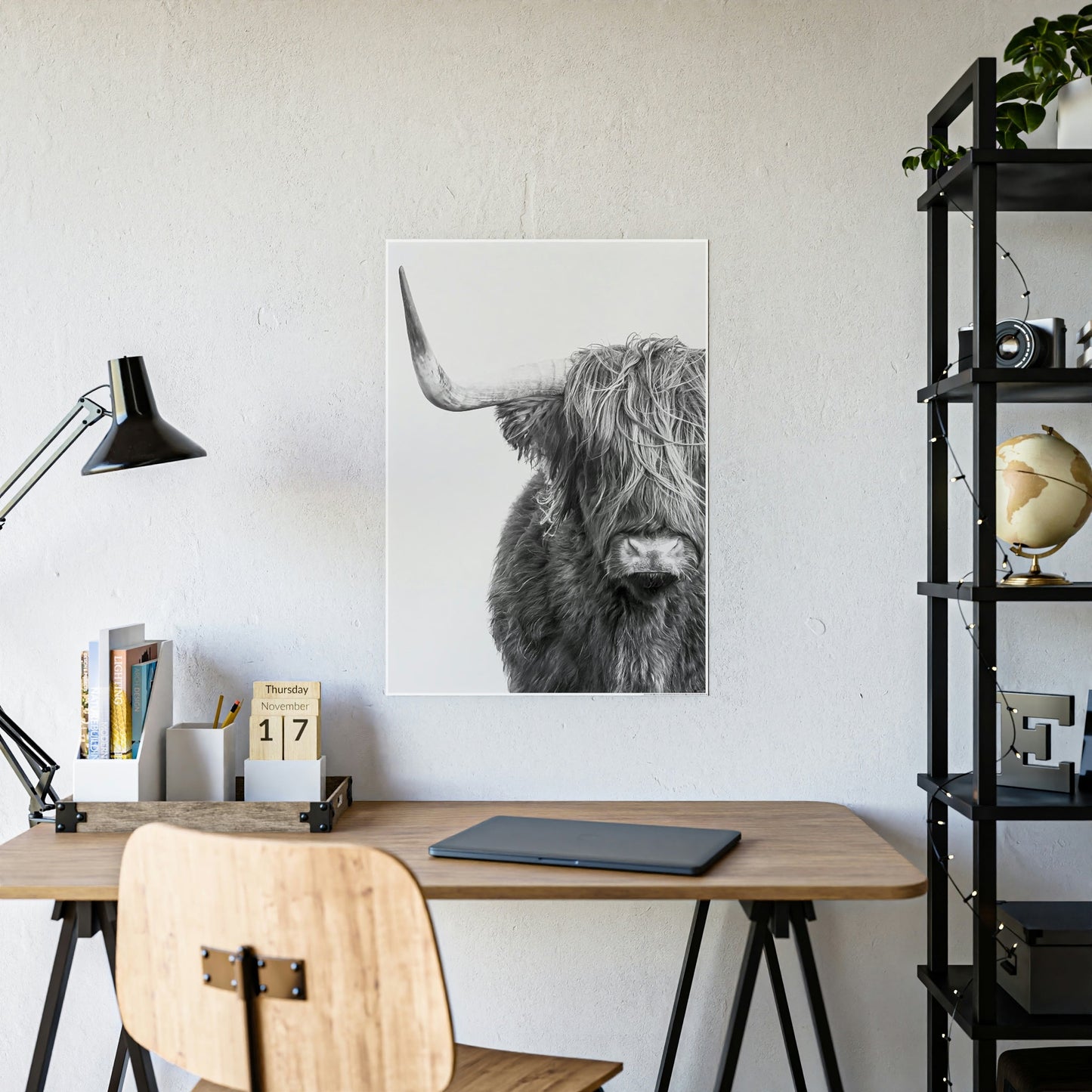 Highland Cow | Black & White Art | Animal Art — Pixoram